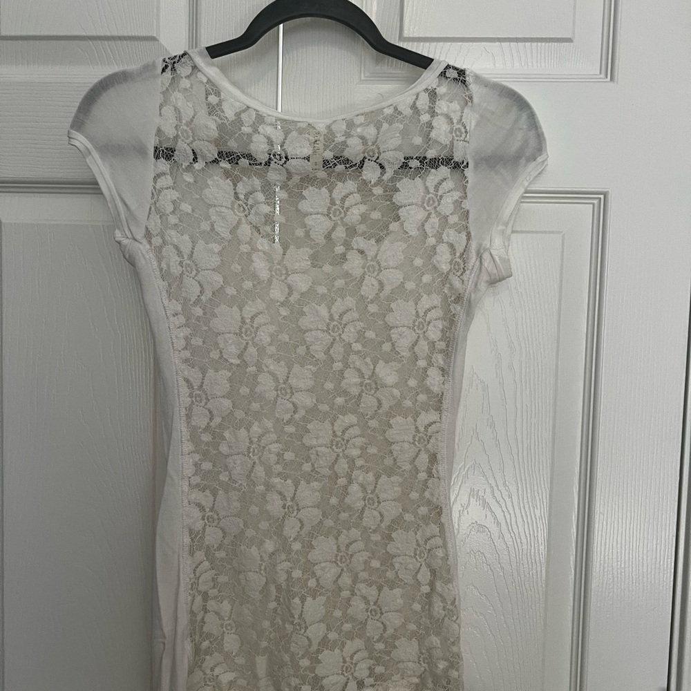 Lace back white top